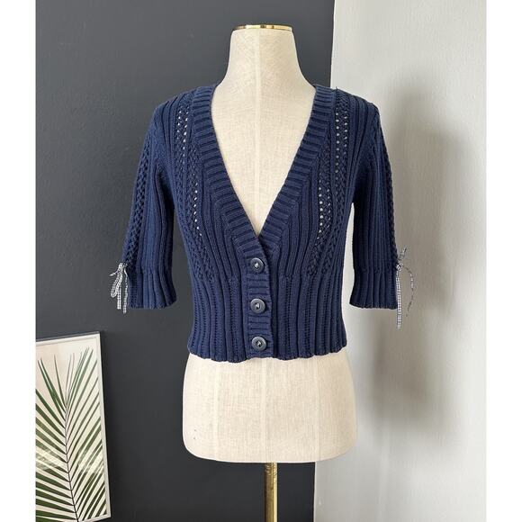 GUESS Sweaters - Vintage Guess Knit Button Cardigan Bow Ribbons Cottage Core Preppy 90s Y2K